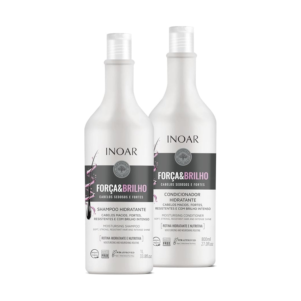 Inoar Kit Shampoo e Condicionador Força e Brilho 1L/800ml