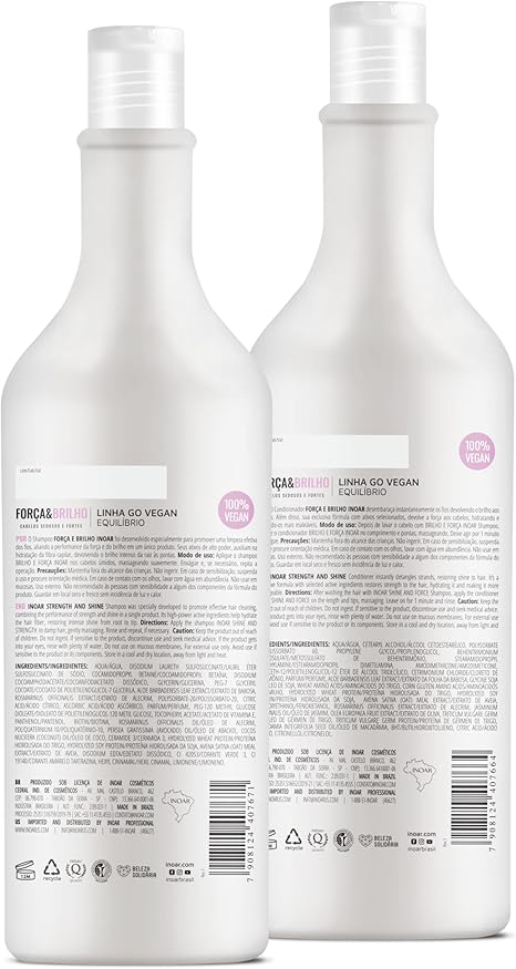 Inoar Kit Shampoo e Condicionador Força e Brilho 1L/800ml