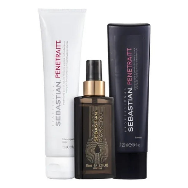 Kit Sebastian Shampoo 250ml Penetraitt + Sebastian Máscara Penetraitt 150ml + Sebastian Oleo 30ml Dark Oil